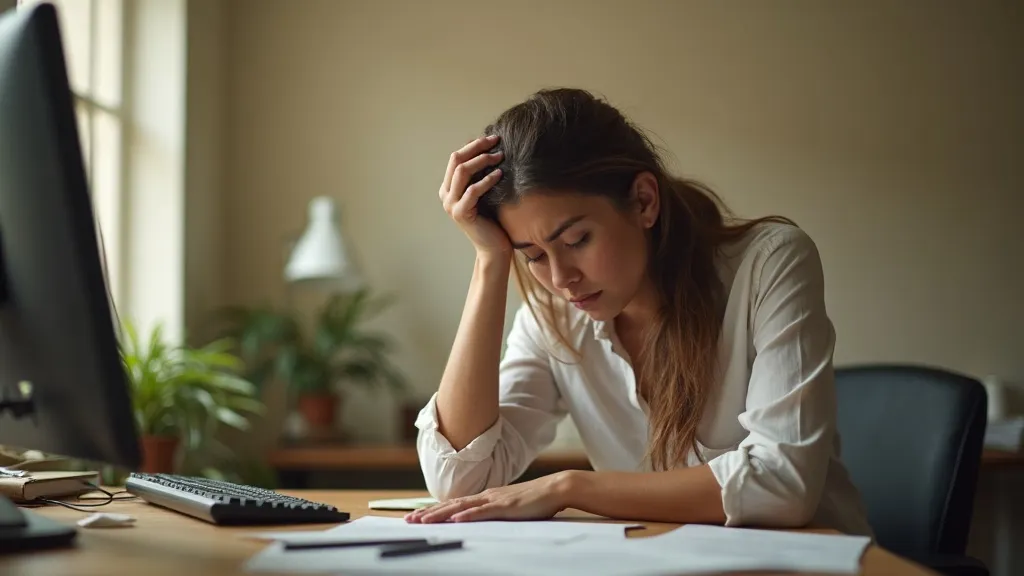 Personne fatiguée à son bureau, signe possible de surmenage